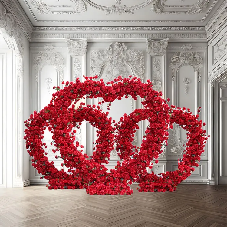 Set of 3 Hearts — An eight foot heart arch between two smaller hearts, layered to frame you from every angle the camera finds