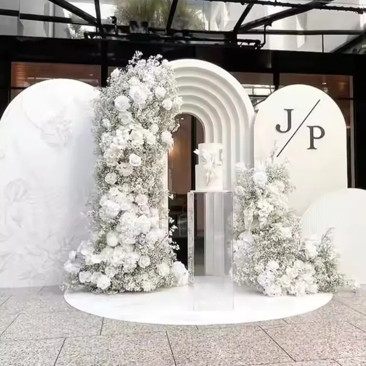 Rainbow Platinum — Our fullest layered set — dimensional panels, an additional flower archway and a custom sign together