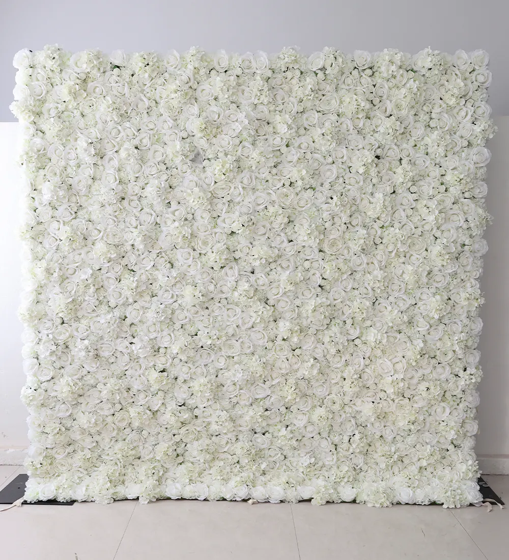 Arctic Admiral — This flower wall features beautiful white roses to add elegant and luxurious atmosphere at your event