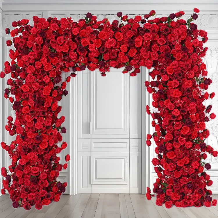 Cupid Squared — A squared red archway in deep roses — architectural lines, unmistakably romantic colour