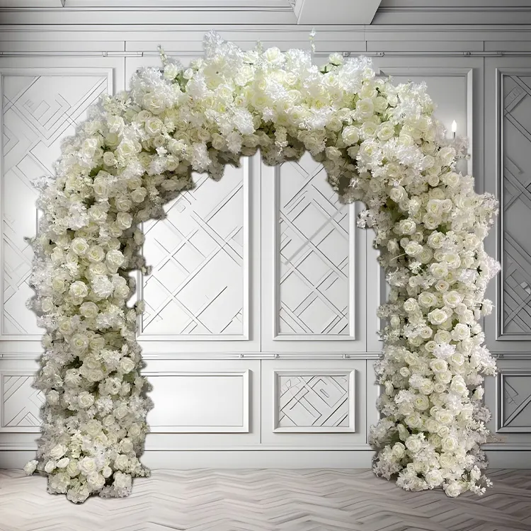 Marie — Cream florals worked into a full arch — warm, classic, and never dated