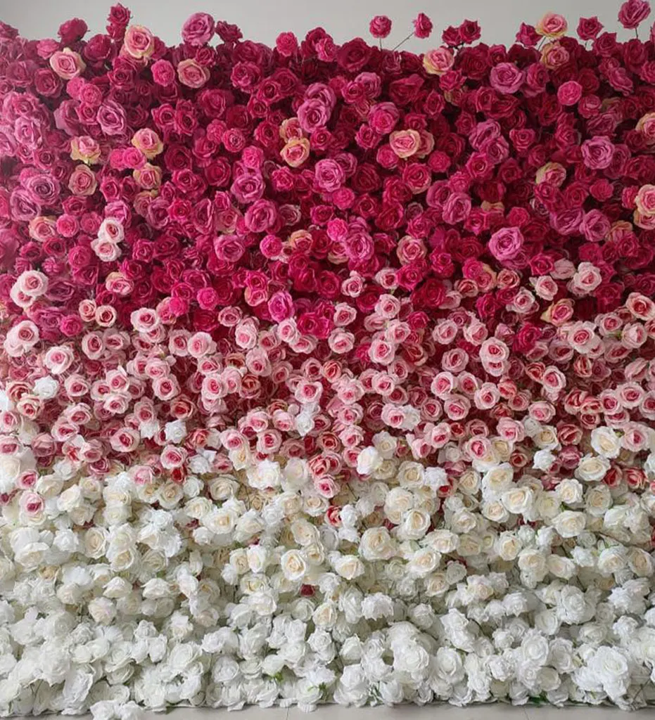 Ombre — Transform your corporate event with our chic pink and white ombre flower wall, blending gradient