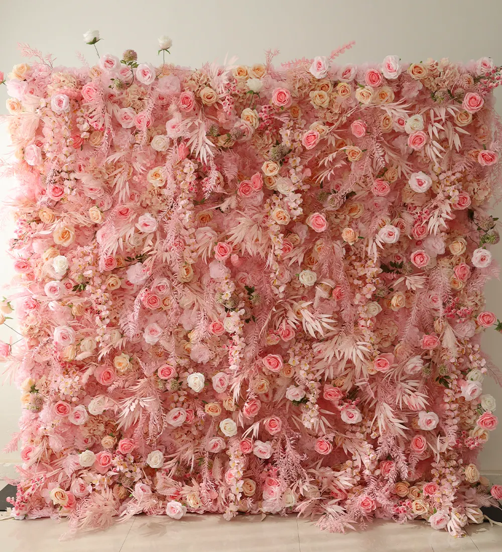 Pink Blush — Our Pink Blush flower wall adds a touch of romance to your event